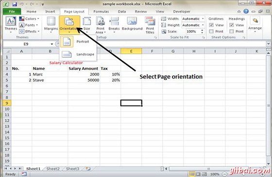 Setting Page orientation
