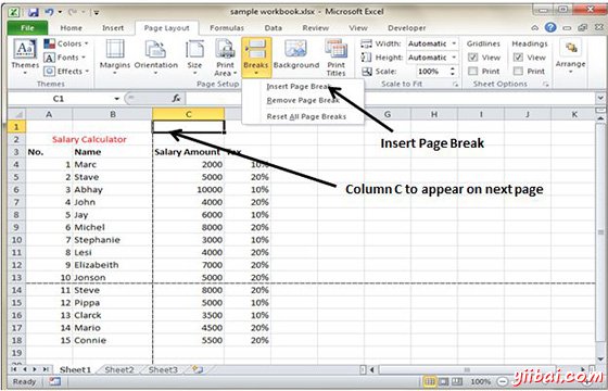 Insert Vertical Page Break